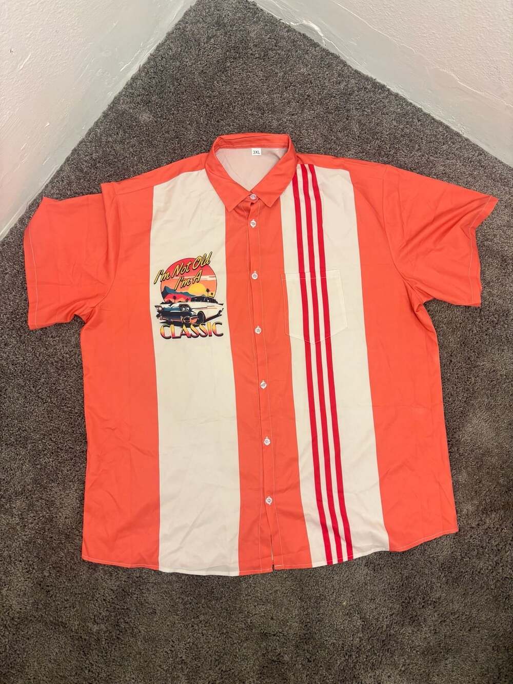 Retro Bowling Shirt Vintage Classic Car Graphic 3XL